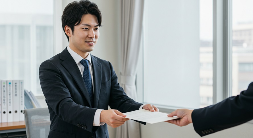 円満退職する男性
