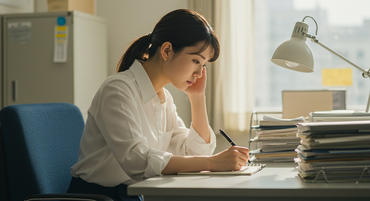 事務仕事をこなす女性