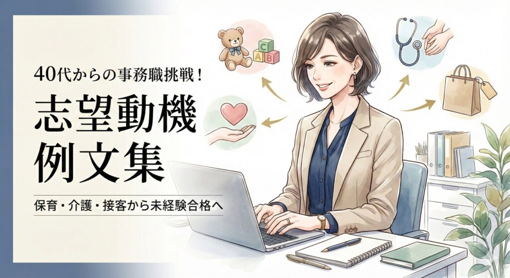 【40代】事務職に受かる志望動機の例文集イラスト