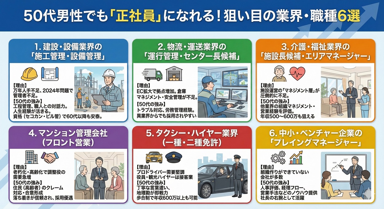 50代男性でも「正社員」になれる！狙い目の業界・職種6選