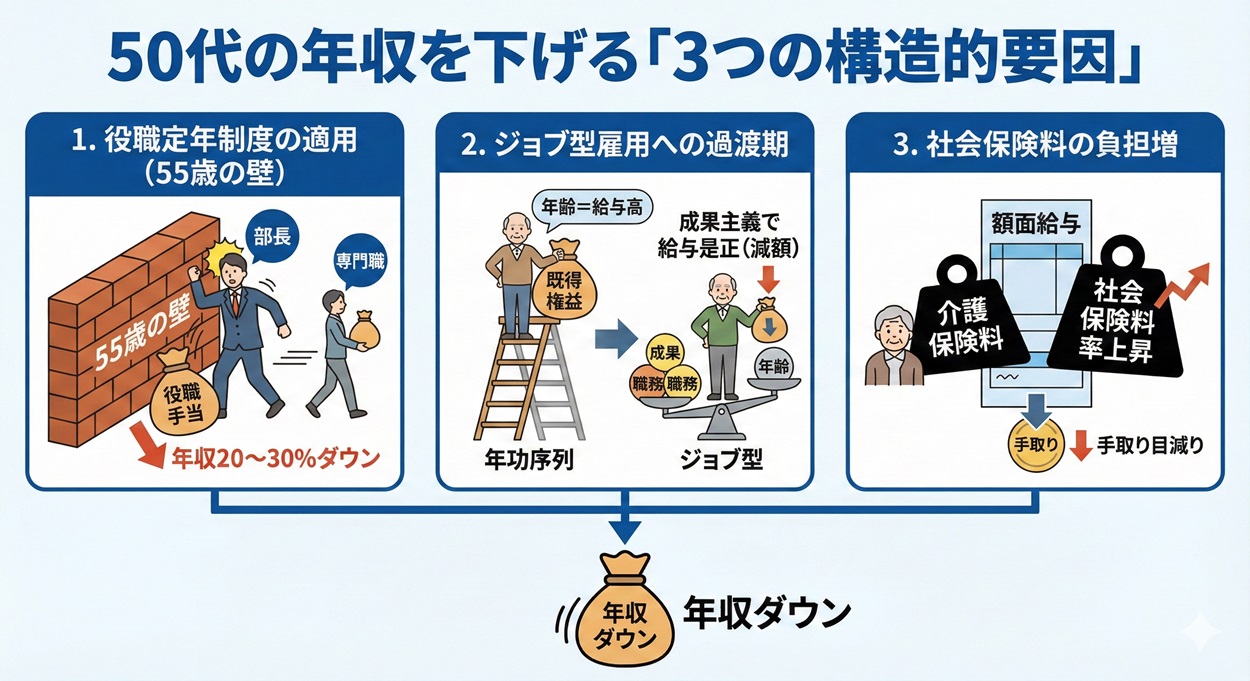 50代の年収を下げる「3つの構造的要因」