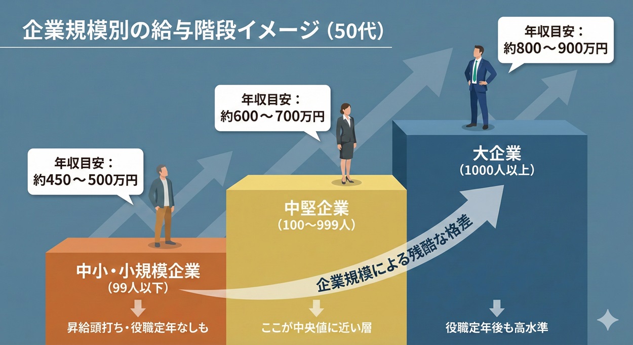 企業規模別の給与階段