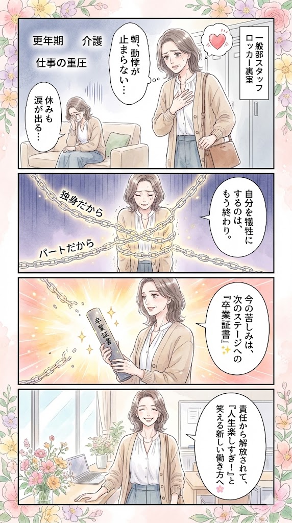 仕事を辞めたい50代女性のオリジナル4コマ漫画