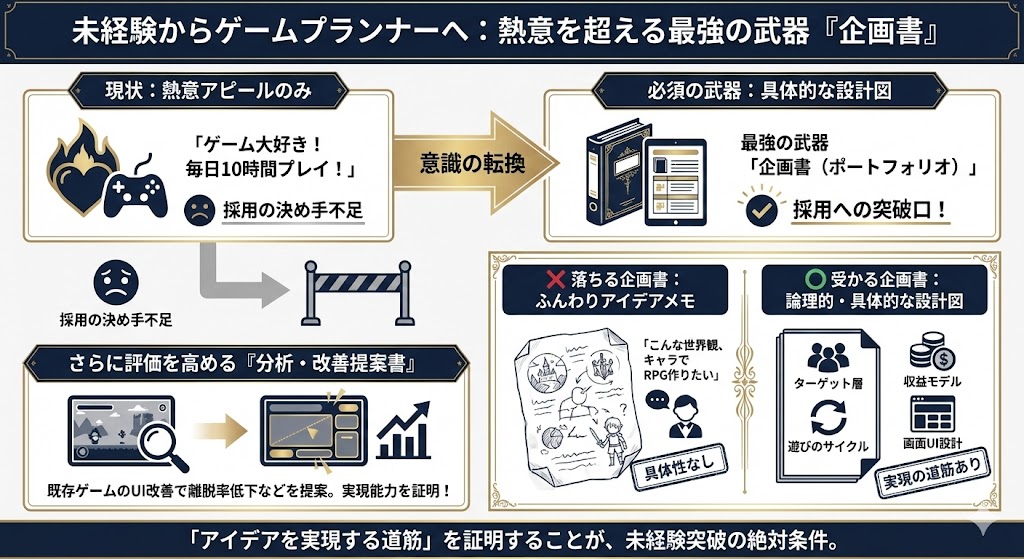 ゲームプランナーに「未経験」からなるには?の図解